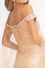 Fitted Off Shoulder Sequin Gown by Elizabeth K GL3054 - Long Formal Dresses