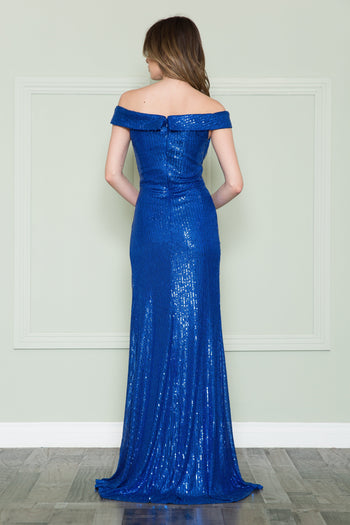 Vestido ajustado con lentejuelas y hombros descubiertos de Poly USA 8722