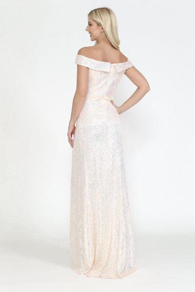 Poly USA 8722 Fitted Off Shoulder Sequin Gown