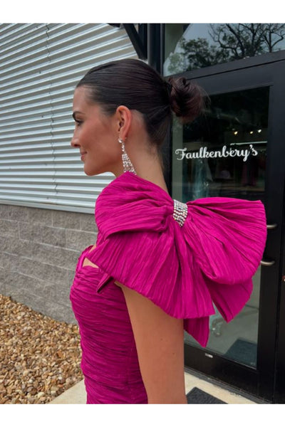 Fitted One Shoulder Bow Gown by Jovani 38240 - Long Formal Dresses