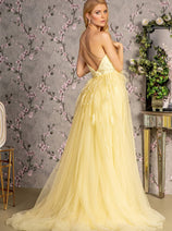 Fitted One Shoulder Feather Slit Gown by GLS Gloria GL3278