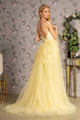 Fitted One Shoulder Feather Slit Gown by GLS Gloria GL3278 - Long Formal Dresses
