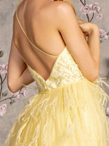 Fitted One Shoulder Feather Slit Gown by GLS Gloria GL3278