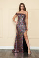 Vestido ajustado de lentejuelas con un solo hombro de Poly USA 9180