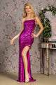 Fitted One Shoulder Sequin Slit Gown by GLS Gloria GL3285 - XS / Magenta - Long Formal Dresses