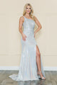 Vestido ajustado de un solo hombro con brillo de Poly USA 8904