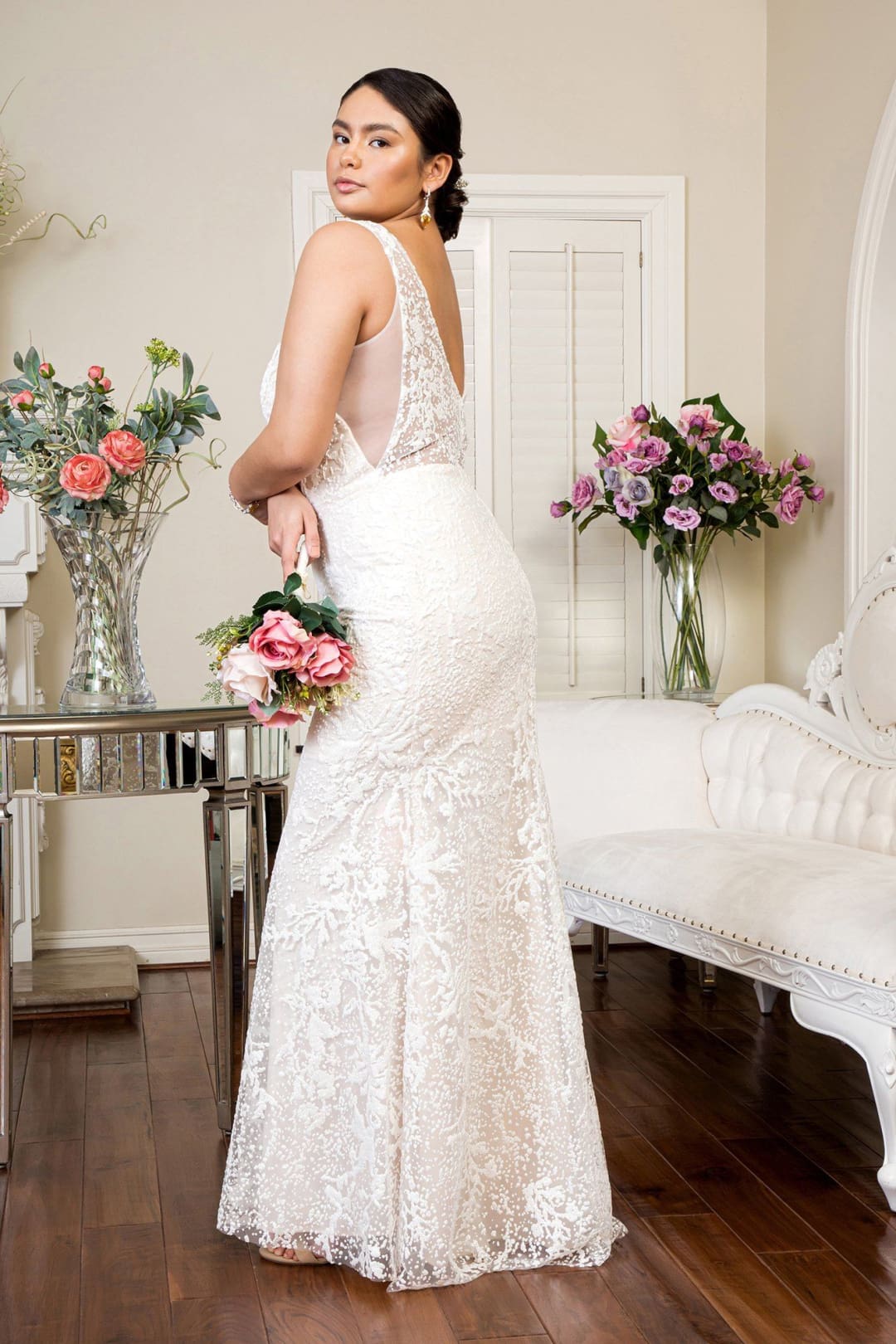 Fitted Overskirt Wedding Gown by Elizabeth K GL1903 - Wedding Dresses