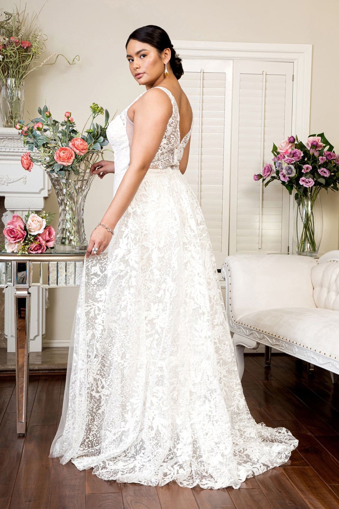 Fitted Overskirt Wedding Gown by Elizabeth K GL1903 - Wedding Dresses