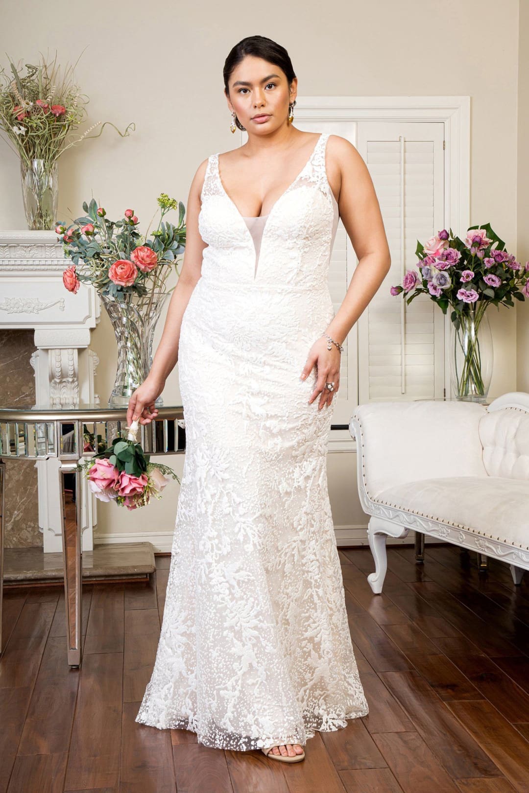 Fitted Overskirt Wedding Gown by Elizabeth K GL1903 - Wedding Dresses