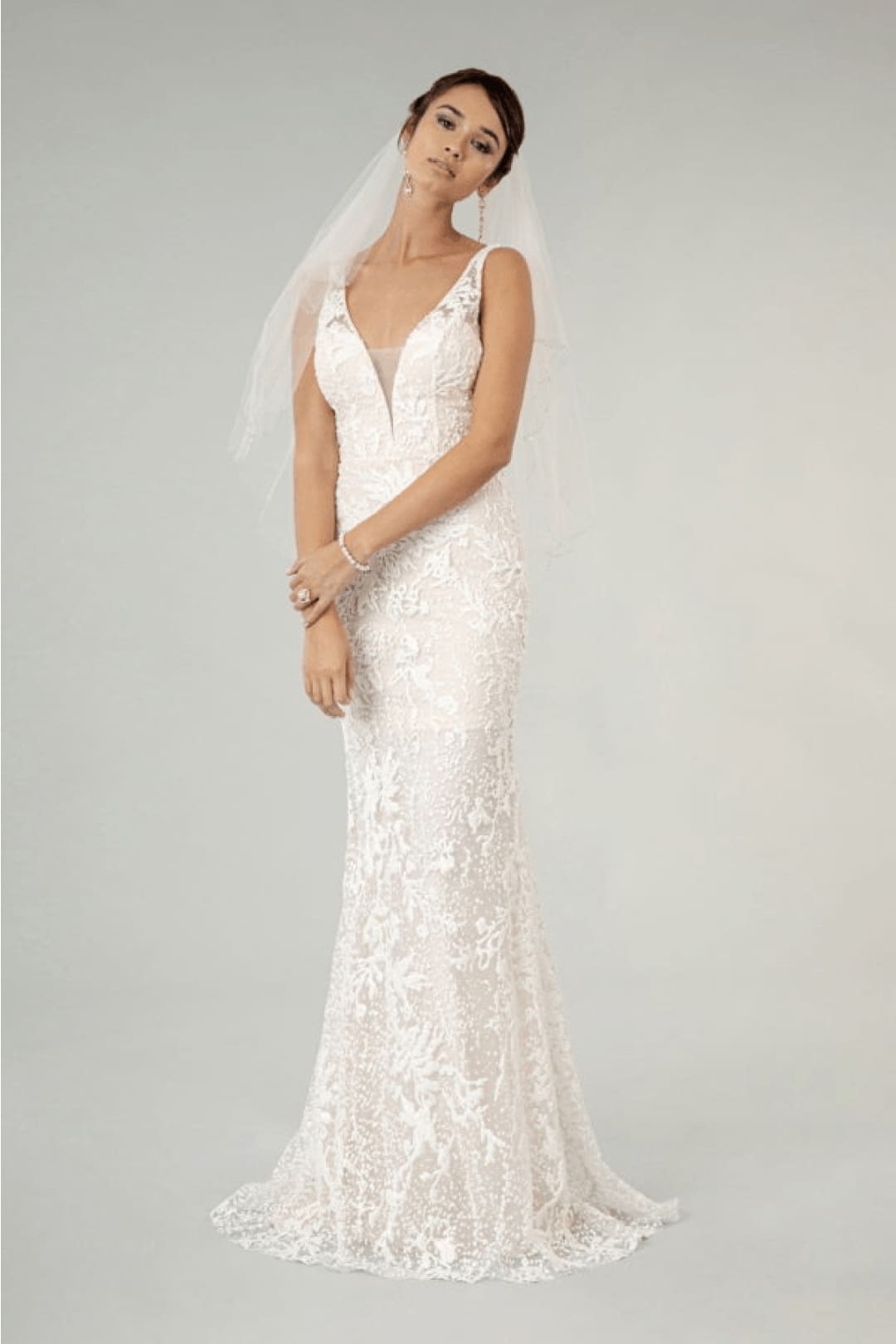 Fitted Overskirt Wedding Gown by Elizabeth K GL1903 - Wedding Dresses