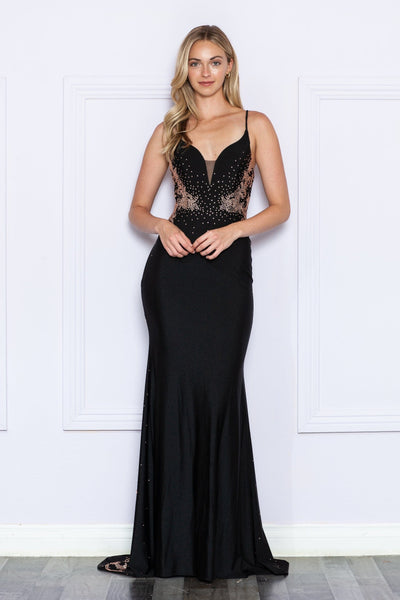 Poly USA 9274 Fitted Rhinestone Beaded Sleeveless Gown