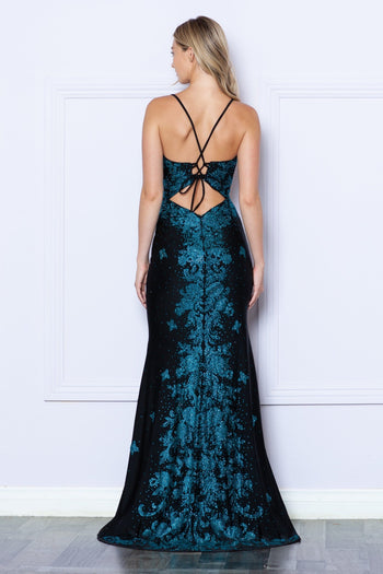 Poly USA 9274 Fitted Rhinestone Beaded Sleeveless Gown