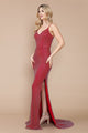 Vestido ajustado sin mangas con abertura y cuentas de diamantes de imitación de Poly USA 9282