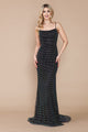 Vestido ajustado sin mangas con abertura y cuentas de diamantes de imitación de Poly USA 9284