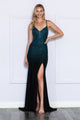 Poly USA 8892 Fitted Rhinestone Deep V-Neck Gown