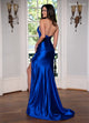 Rachel Allan 70679 Fitted Satin Halter Slit Gown