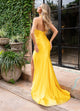 Rachel Allan 70679 Fitted Satin Halter Slit Gown