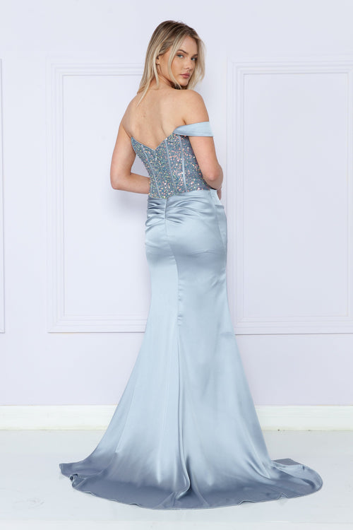 Poly USA 9178 Fitted Sequin Bodice Corset Gown