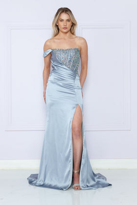 Poly USA 9178 Fitted Sequin Bodice Corset Gown
