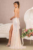 Fitted Sequin Feather Slit Gown by GLS Gloria GL3131 - Long Formal Dresses