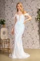 Fitted Sequin Off Shoulder Feather Gown by GLS Gloria GL3284 - XS / Ivory - Long Formal Dresses