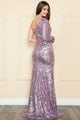 Vestido ajustado de lentejuelas con un solo hombro de Poly USA 9022