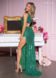 Rachel Allan 70678 Fitted Sequin One Shoulder Slit Gown