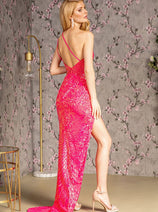 Fitted Sequin Print One Shoulder Gown by GLS Gloria GL3204