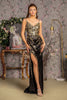 Fitted Sequin Print Sleeveless Slit Gown by GLS Gloria GL3370 - XS / Black - Long Formal Dresses