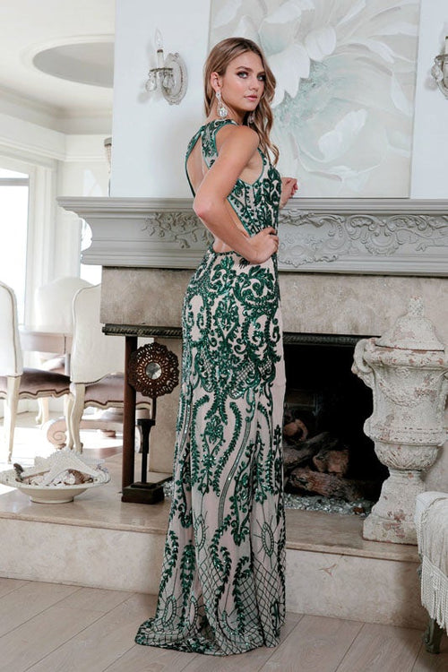 Juliet Nude/Green Long Formal Dresses