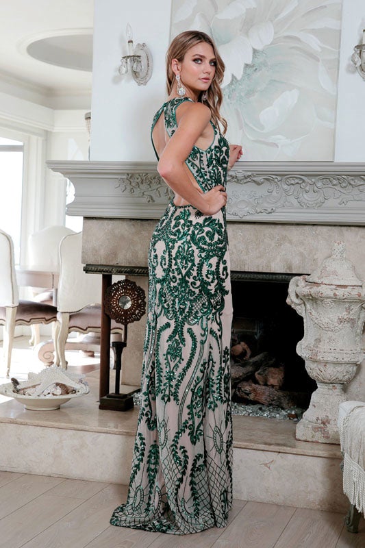 Juliet Nude/Green Long Formal Dresses