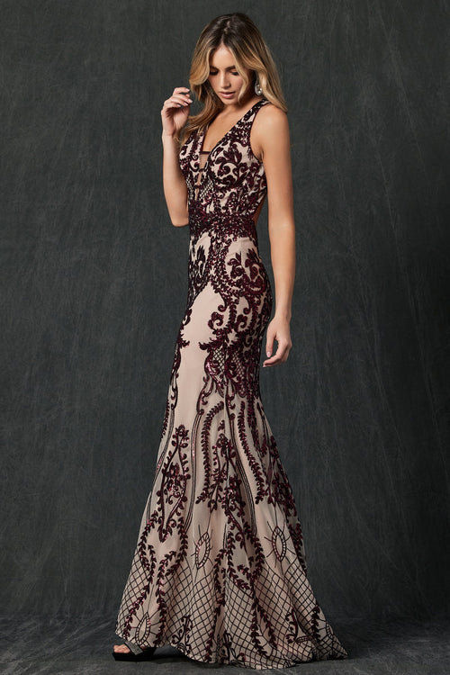 Juliet Nude/Green Long Formal Dresses
