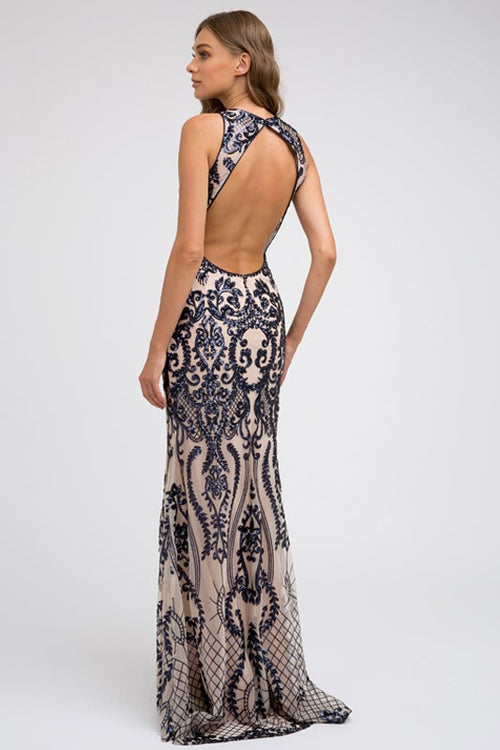 Juliet Nude/Green Long Formal Dresses