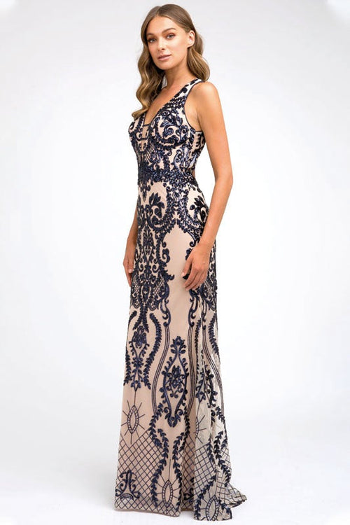Juliet Nude/Green Long Formal Dresses