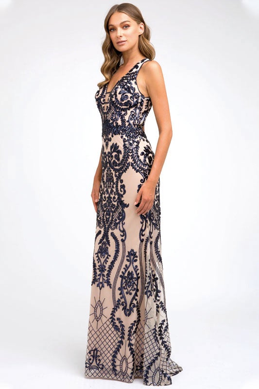 Juliet Nude/Green Long Formal Dresses