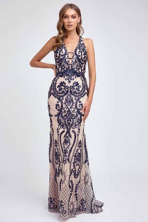 Juliet Nude/Green Long Formal Dresses