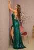 Fitted Sequin Ruffled Slit Gown by Elizabeth K GL3143 - Long Formal Dresses