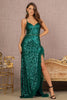 Fitted Sequin Ruffled Slit Gown by Elizabeth K GL3143 - Long Formal Dresses