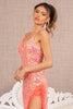 Fitted Sequin Ruffled Slit Gown by Elizabeth K GL3143 - Long Formal Dresses