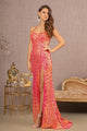 Fitted Sequin Sleeveless Slit Gown by Elizabeth K GL3127 - XS / Fuchsia - Long Formal Dresses