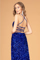 Fitted Sequin V-Neck Slit Gown by Elizabeth K GL3080 - Long Formal Dresses