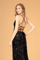Fitted Sequin V-Neck Slit Gown by Elizabeth K GL3080 - Long Formal Dresses