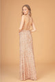 Fitted Sequin V-Neck Slit Gown by Elizabeth K GL3080 - Long Formal Dresses