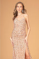 Fitted Sequin V-Neck Slit Gown by Elizabeth K GL3080 - Long Formal Dresses