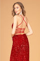Fitted Sequin V-Neck Slit Gown by Elizabeth K GL3080 - Long Formal Dresses