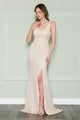 Poly USA 8900 Fitted Sequin Velvet V-Neck Gown