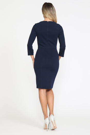 Poly USA 8526 Fitted Short 3/4 Sleeve Dress
