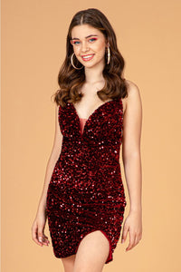 Fitted Short Lace-Up Sequin Dress by Elizabeth K GS3084 - Short Cocktail Dresses