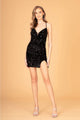 Fitted Short Lace-Up Sequin Dress by Elizabeth K GS3084 - XS / Black - Short Cocktail Dresses