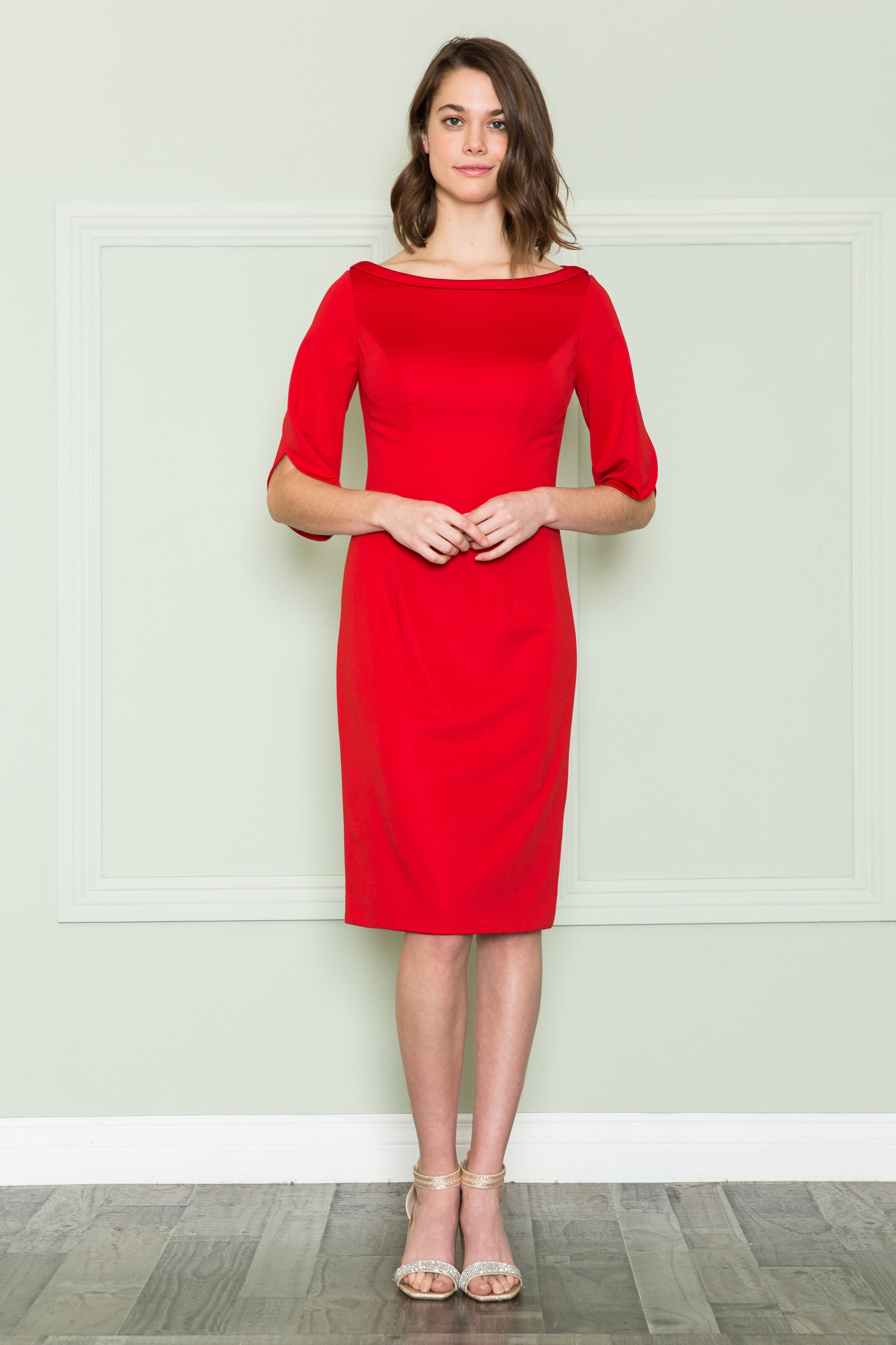 Poly USA 8772 Fitted Short Mid-Sleeve Jersey Dress